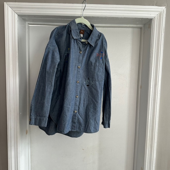 Tea Collection girls Denim Button-Up Shirt size 10 - Picture 1 of 7